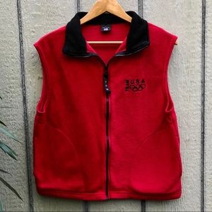 vintage Olympic Team U.S.A red fleece sweater vest